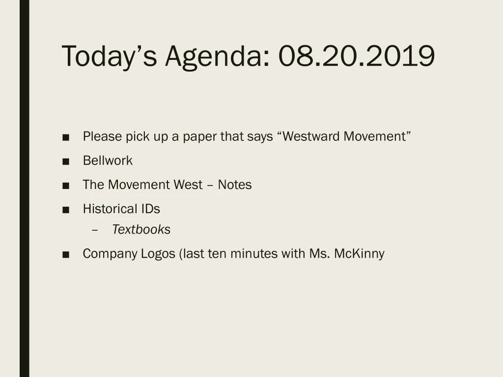 today s agenda 08 20 2019