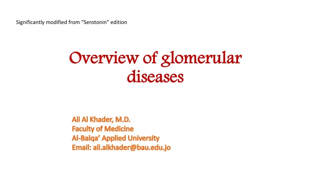 overview of glomerular diseases