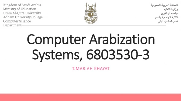 Computer Arabization Systems, 6803530-3