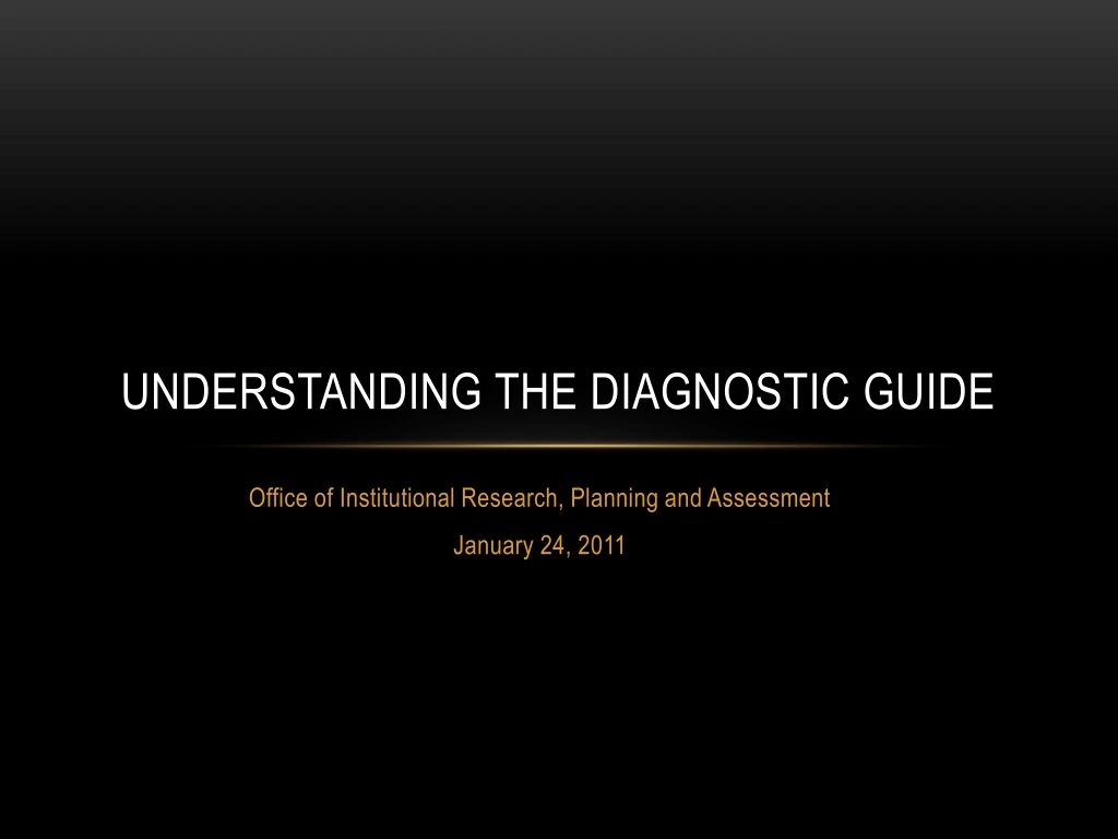 understanding the diagnostic guide