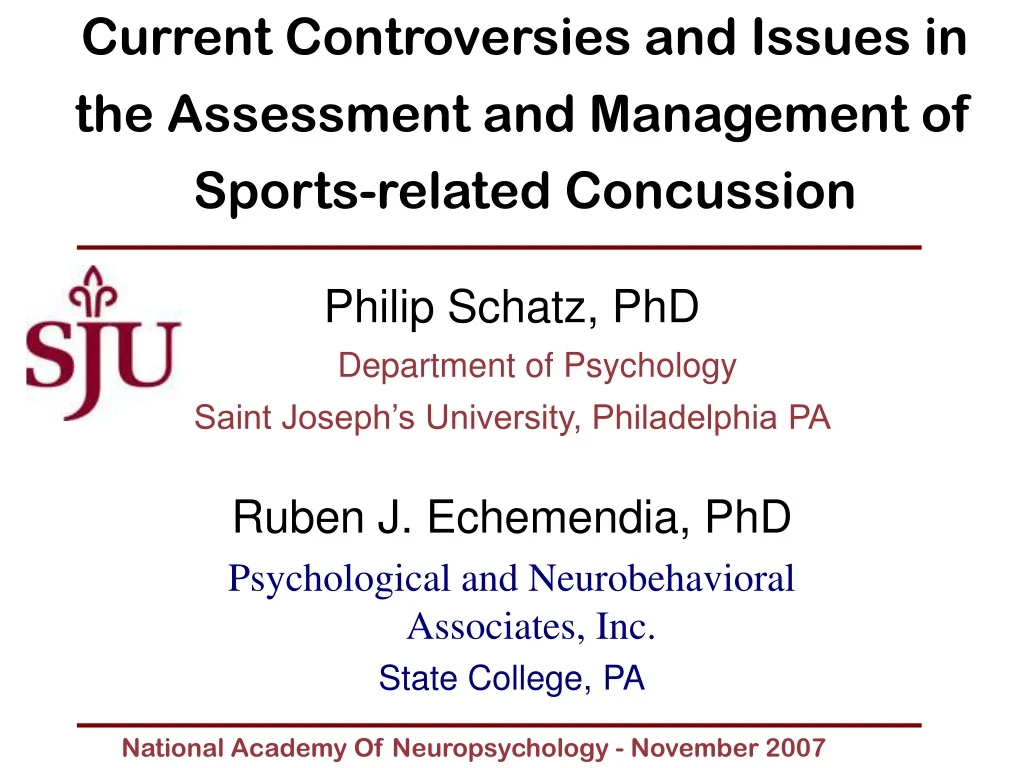 current controversies and issues in the assessment and management of sports related concussion