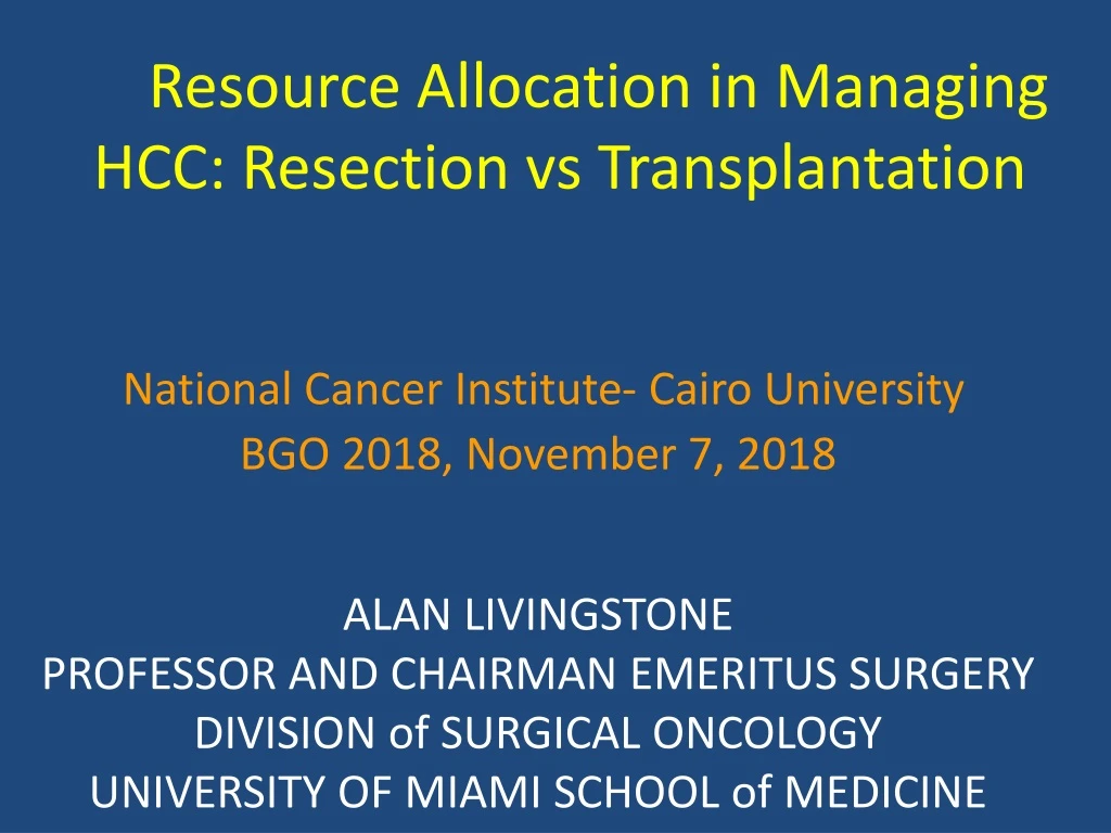resource allocation in managing hcc resection vs transplantation