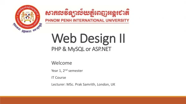 Web Design II PHP &amp; MySQL or ASP.NET