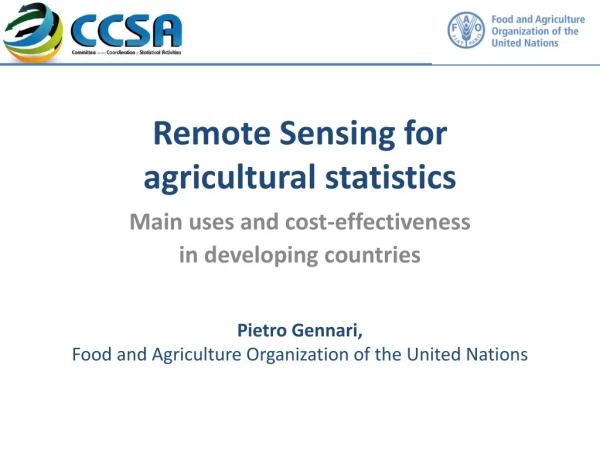 Remote Sensing for agricultural statistics