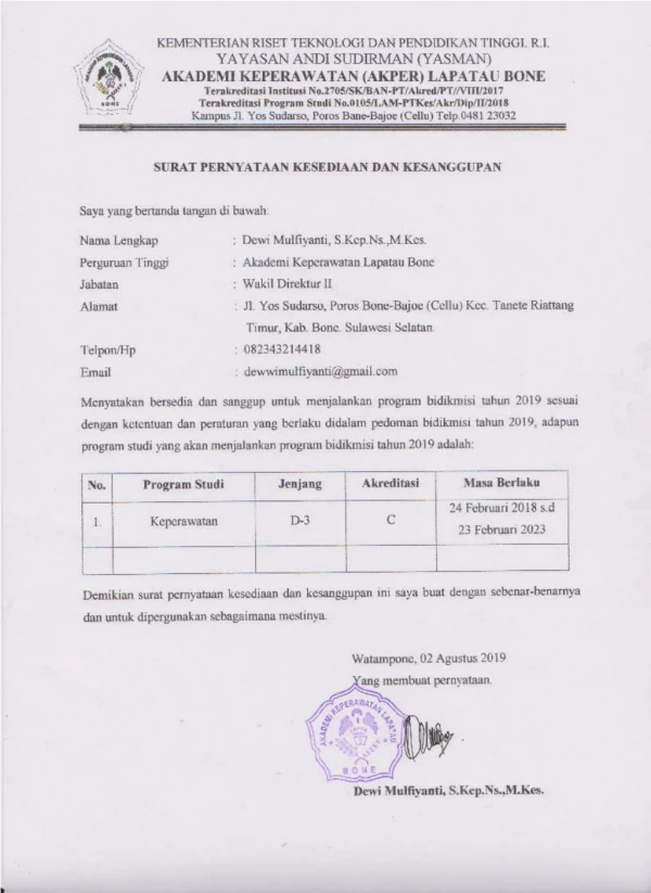 surat kesanggupan