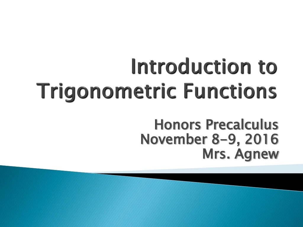 introduction to trigonometric functions