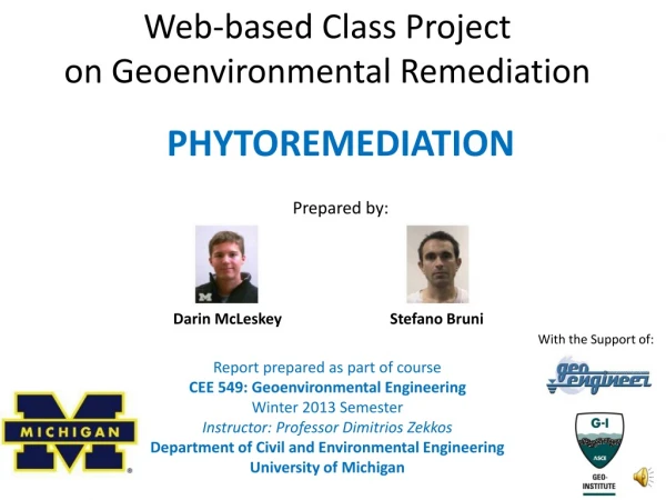 Web-based Class Project on Geoenvironmental Remediation