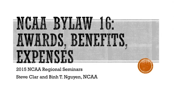 NCAA Bylaw 16: Awards, Benefits, Expenses