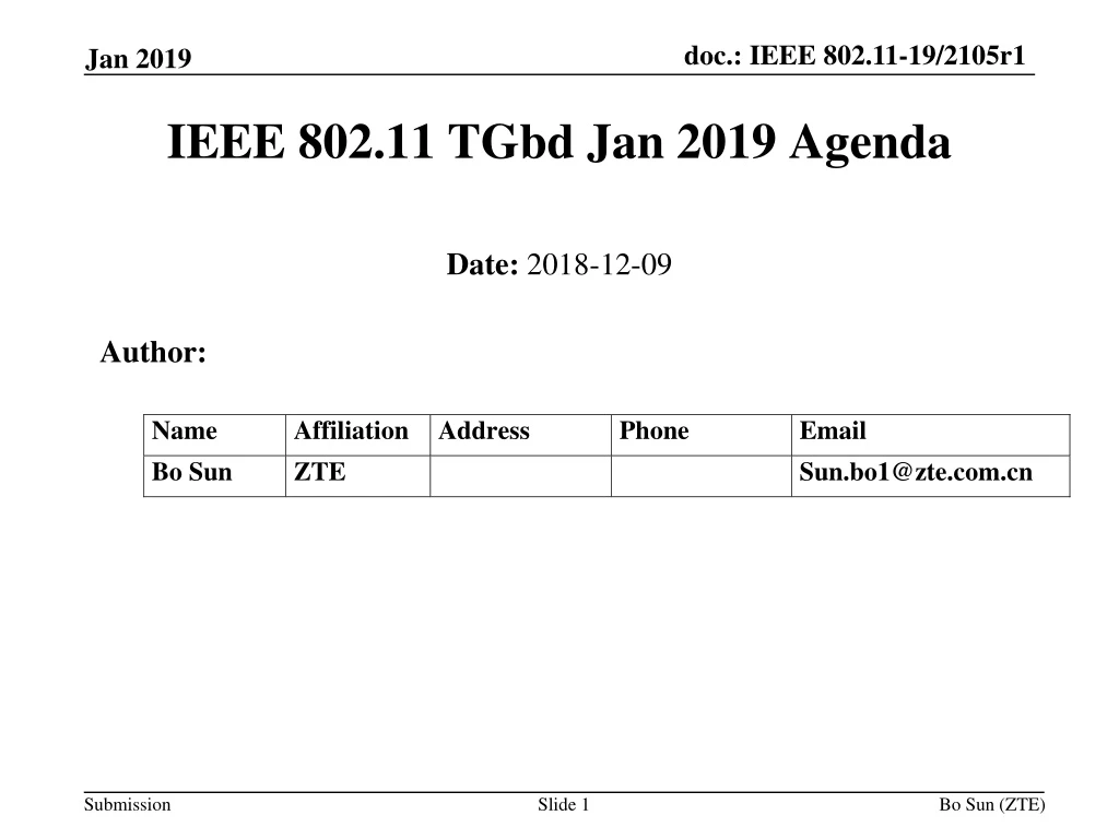 ieee 802 11 tgbd jan 2019 agenda