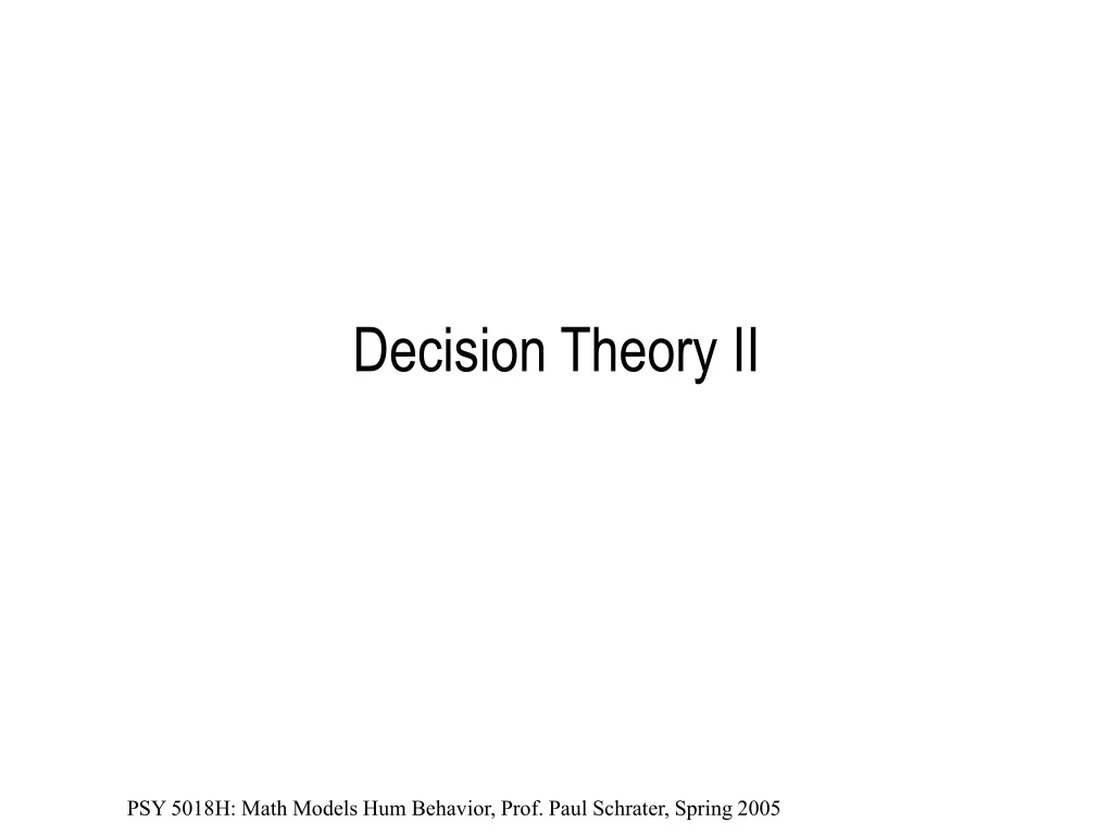decision theory ii
