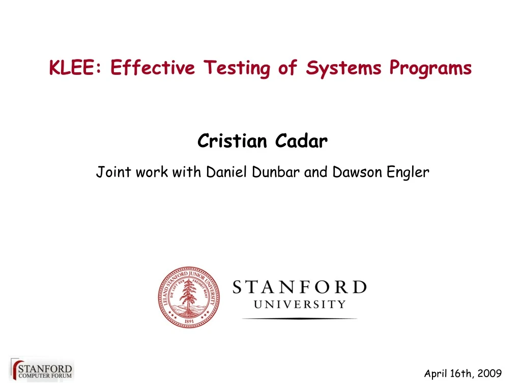 klee effective testing of systems programs