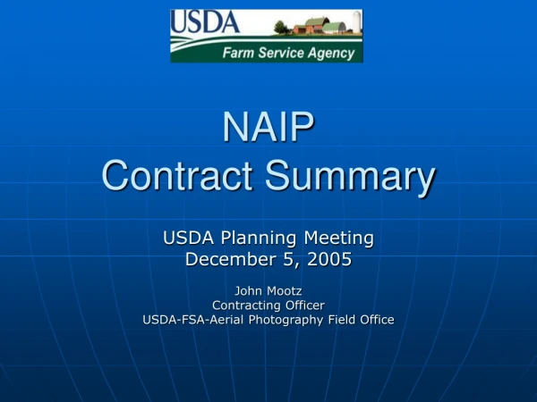NAIP Contract Summary