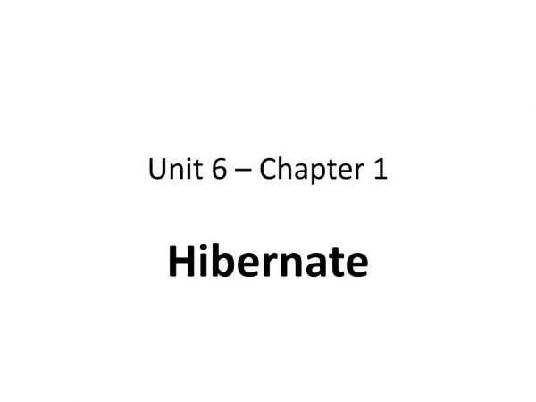 Unit 6 – Chapter 1