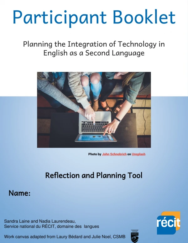 Participant Booklet Planning the Integration of Technology in English as a Second Language
