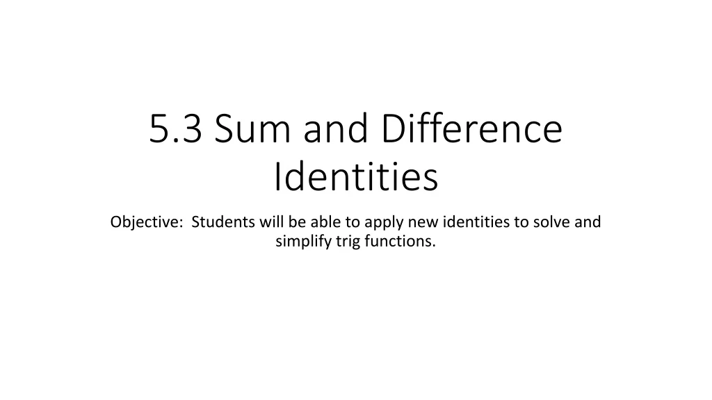 5 3 sum and difference identities