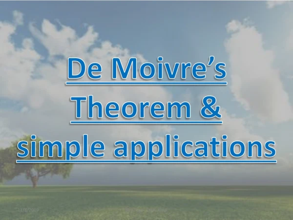 De Moivre’s Theorem &amp; simple applications
