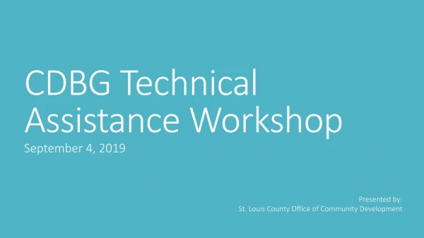 CDBG Technical Assistance Workshop
