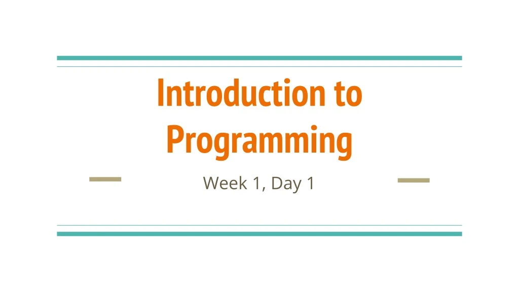 introduction to programming