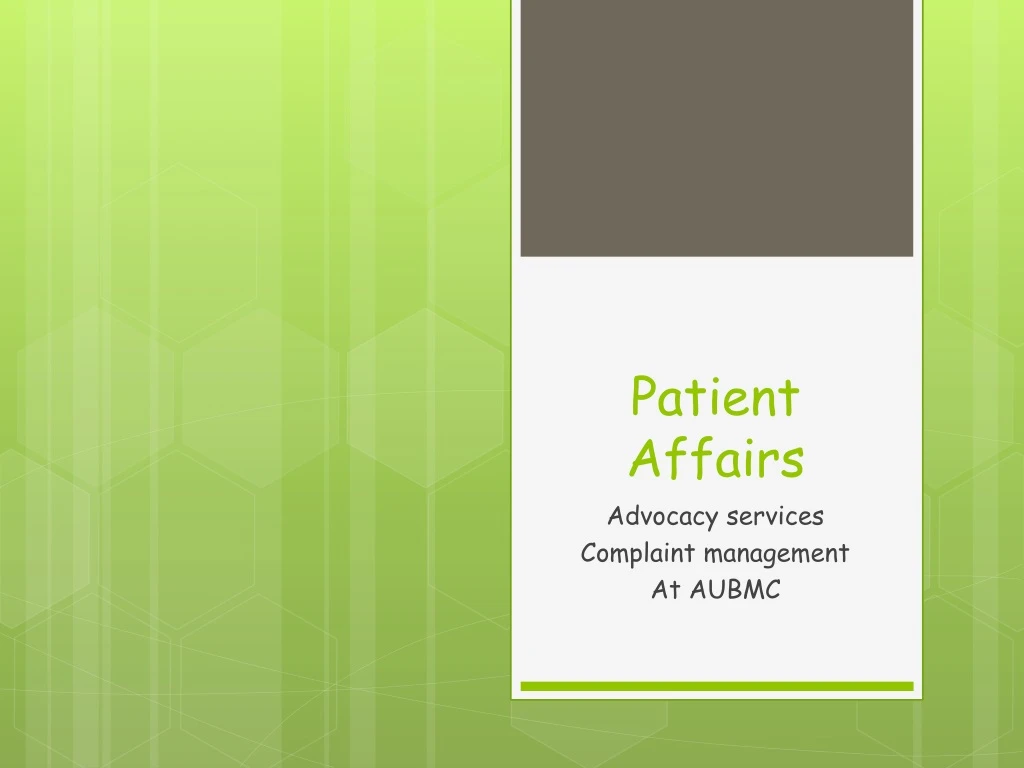 patient affairs