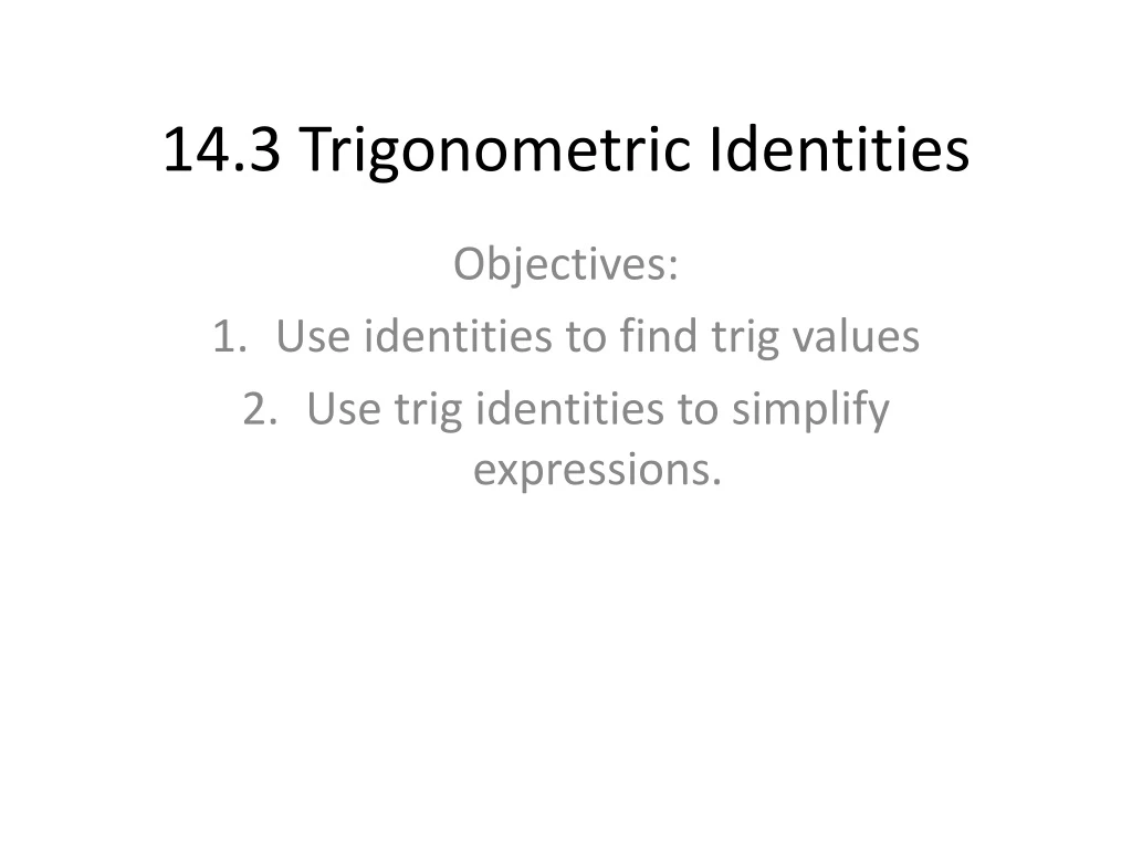 14 3 trigonometric identities