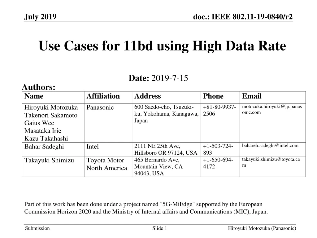 use cases for 11bd using high data rate