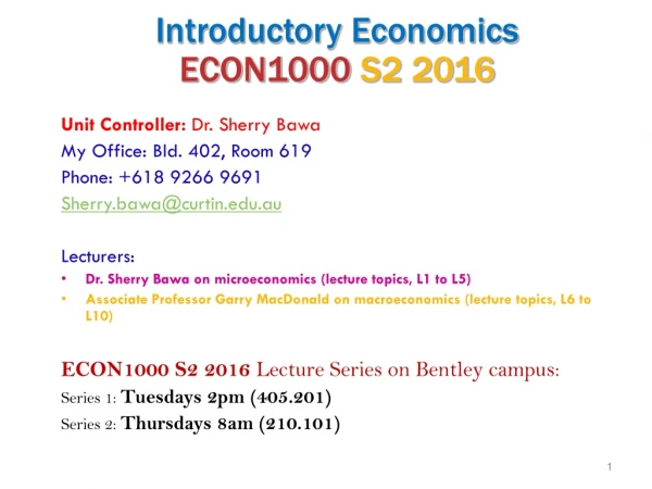 Introductory Economics ECON1000 S2 2016