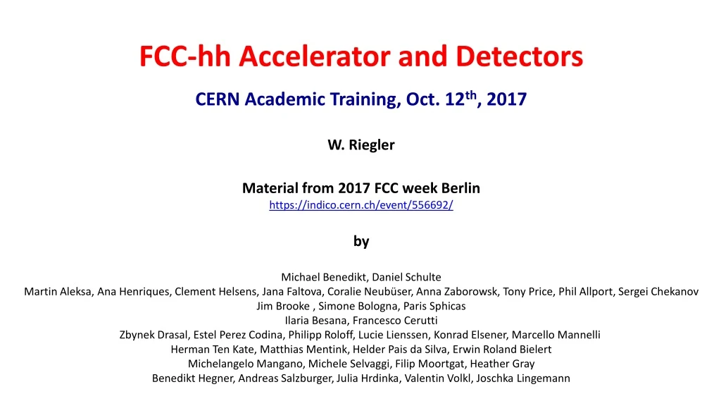 fcc hh accelerator and detectors cern academic