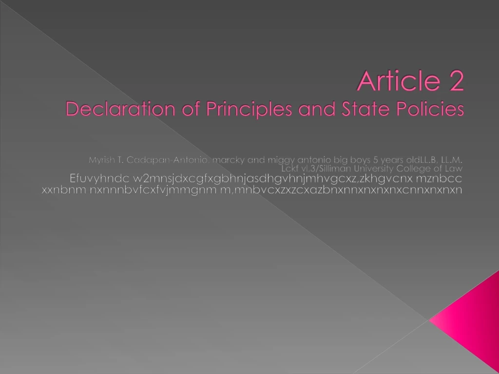 article 2 declaration of principles and state policies