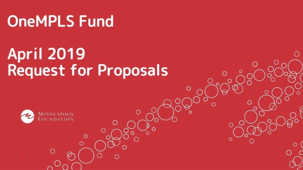 OneMPLS Fund April 2019 Request for Proposals