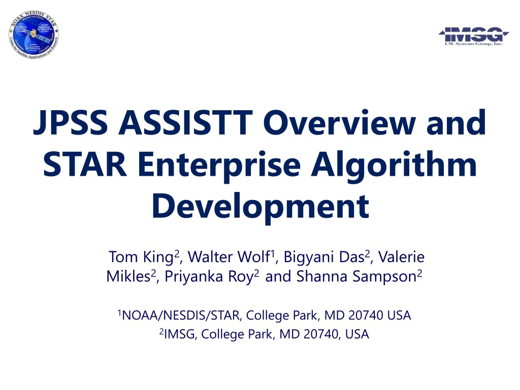 jpss assistt overview and star enterprise algorithm development