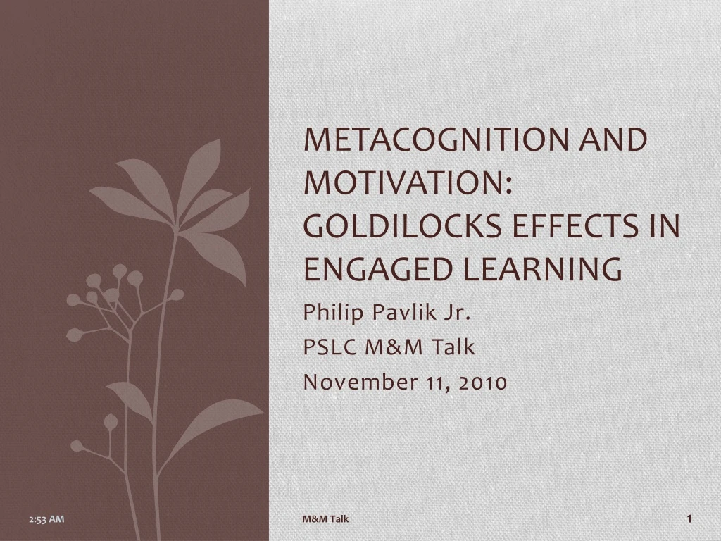 metacognition and motivation goldilocks effects in engaged learning
