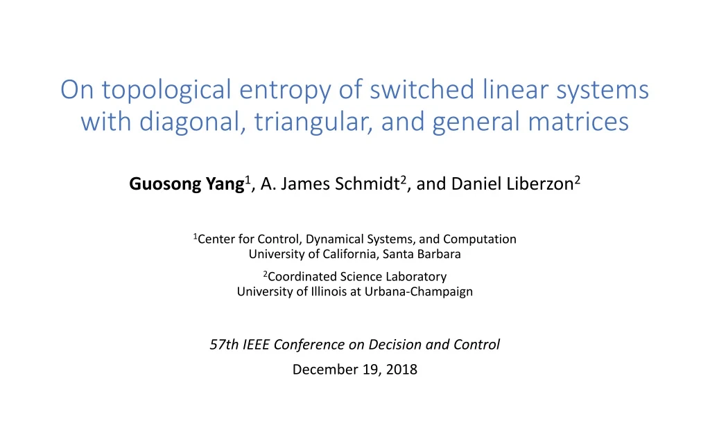 on topological entropy of switched linear systems with diagonal triangular and general matrices