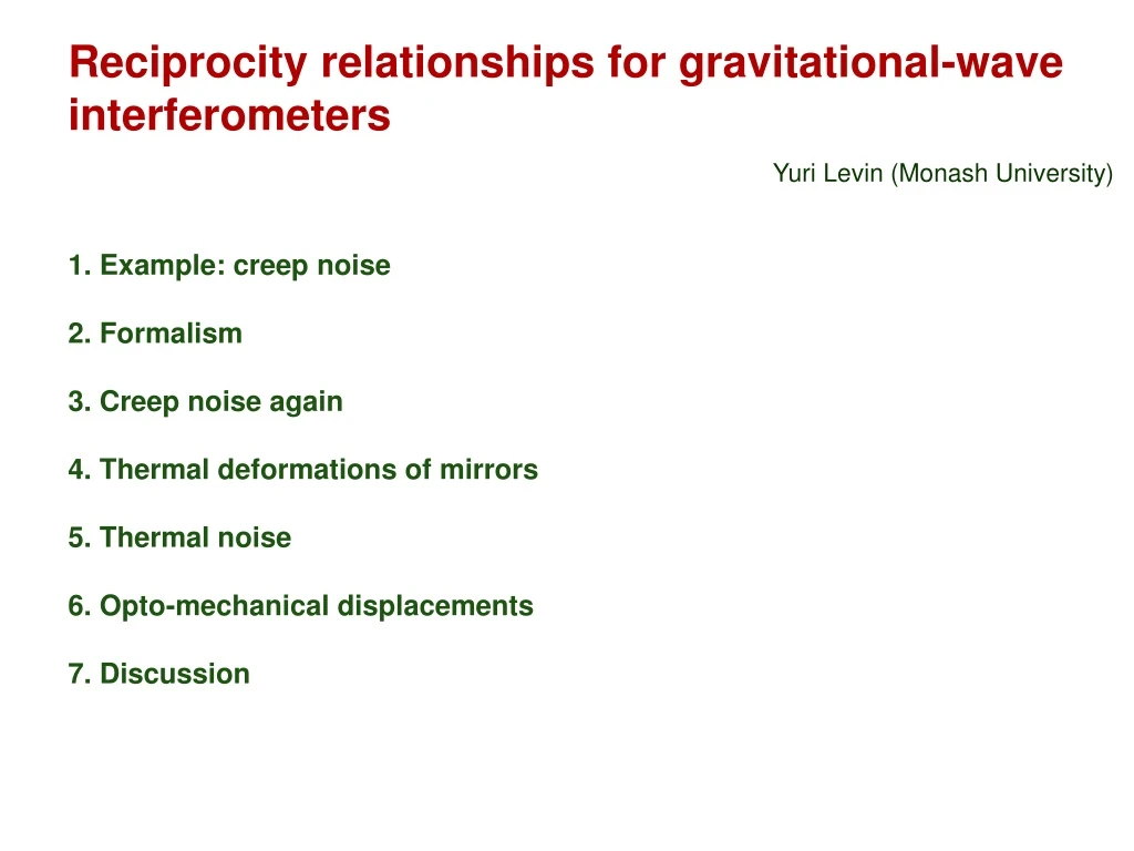 reciprocity relationships for gravitational wave