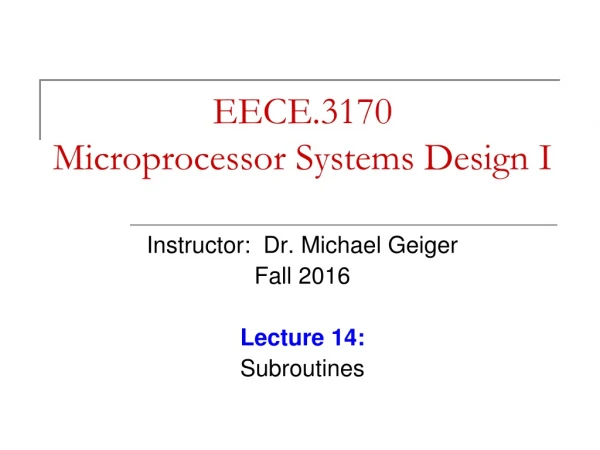 EECE.3170 Microprocessor Systems Design I