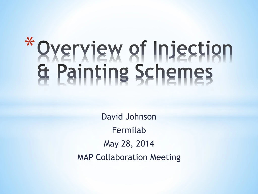 overview of injection painting schemes