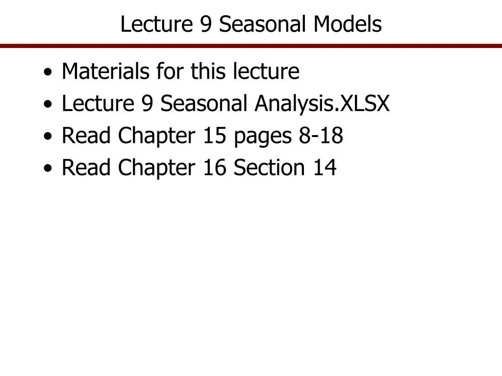 lecture 9 seasonal models