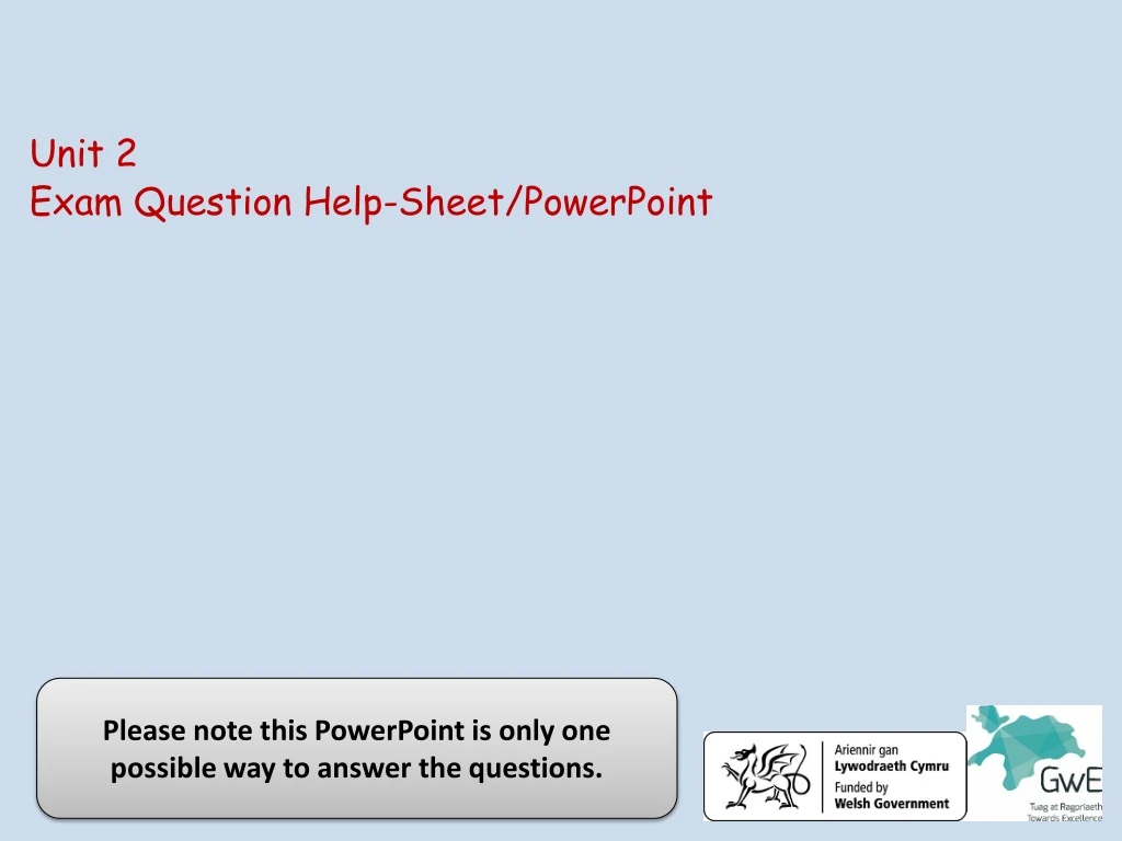 unit 2 exam question help sheet powerpoint