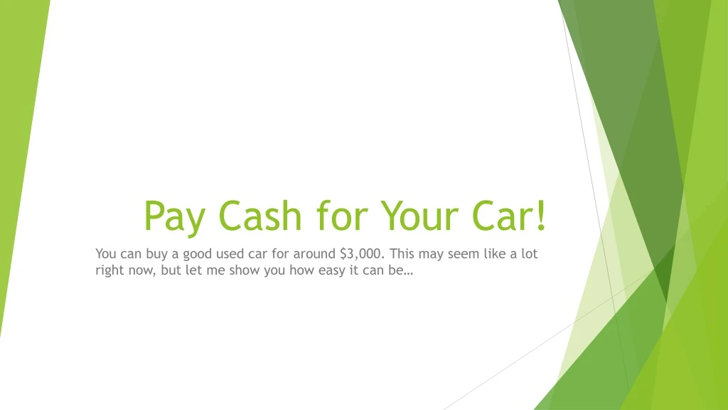 pay cash for your car