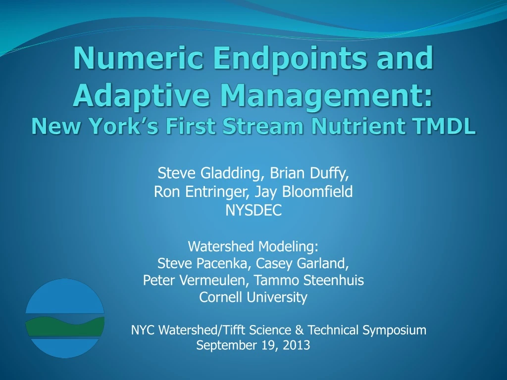 numeric endpoints and adaptive management new york s first stream nutrient tmdl