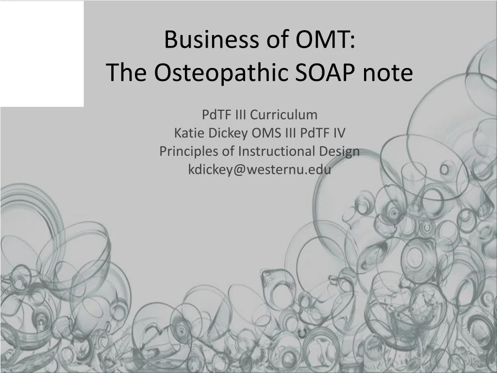 business of omt the osteopathic soap note