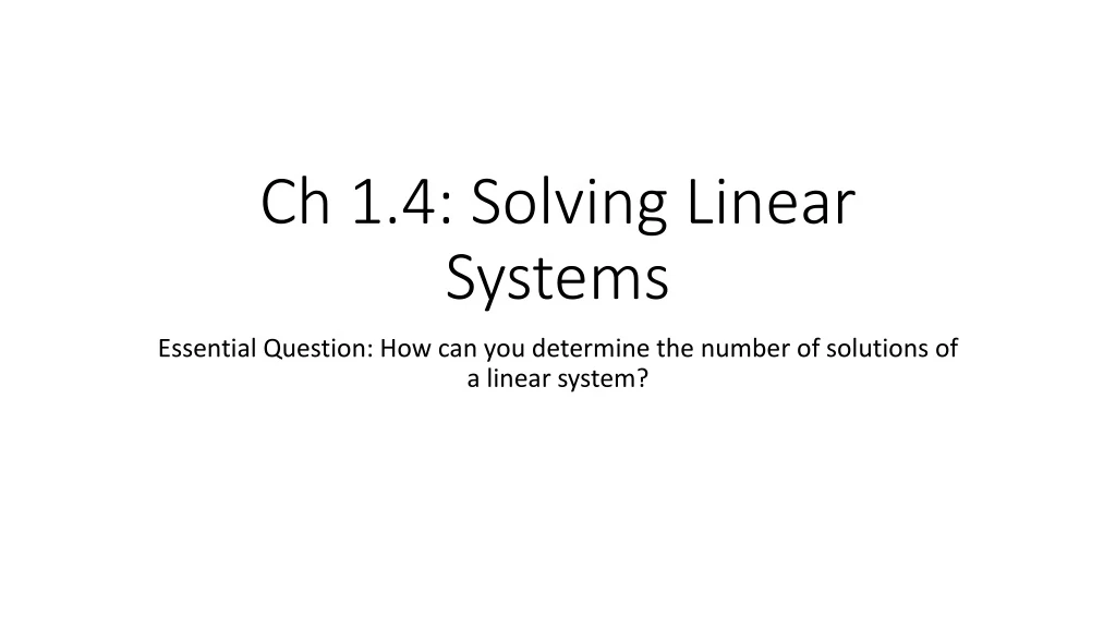 ch 1 4 solving linear systems