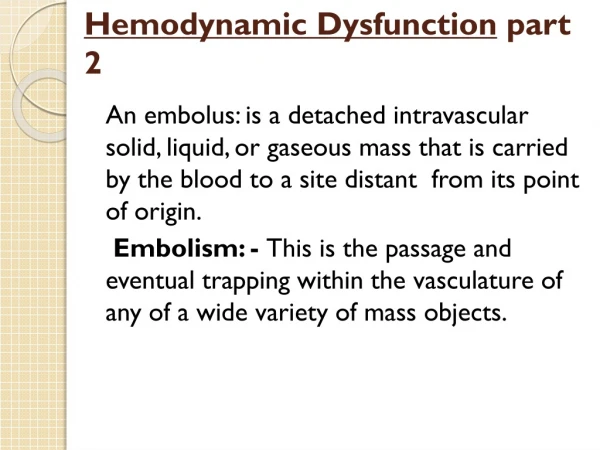 Hemodynamic Dysfunction part 2