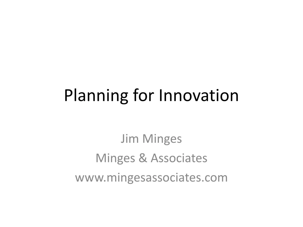 planning for innovation