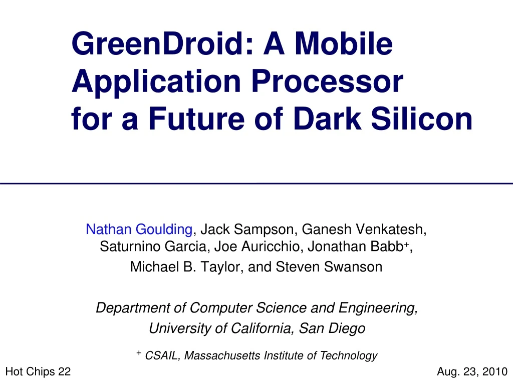 greendroid a mobile application processor for a future of dark silicon