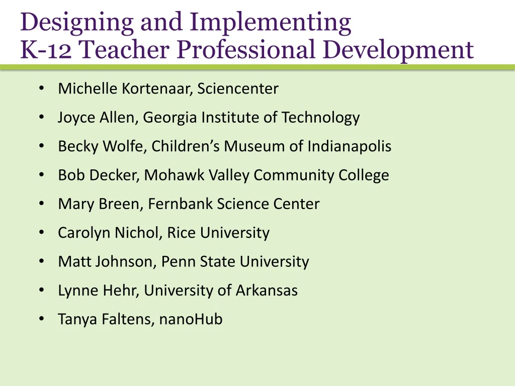 designing and implementing k 12 teacher professional development