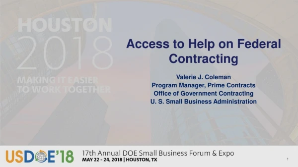 Access to Help on Federal Contracting