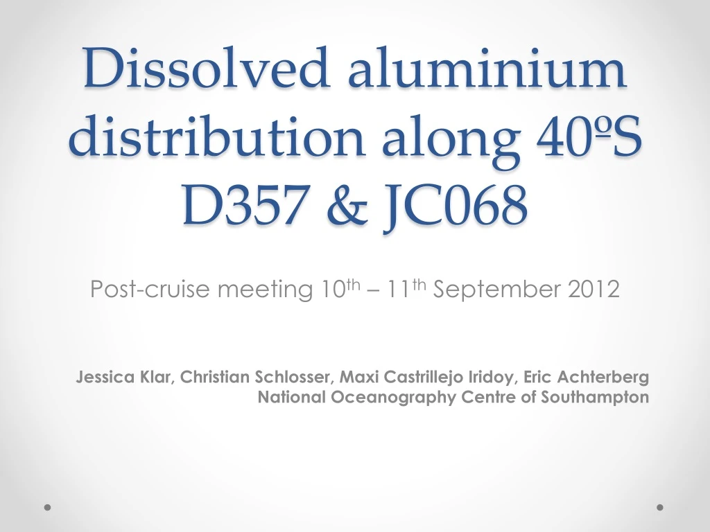 dissolved aluminium distribution along 40 s d357 jc068