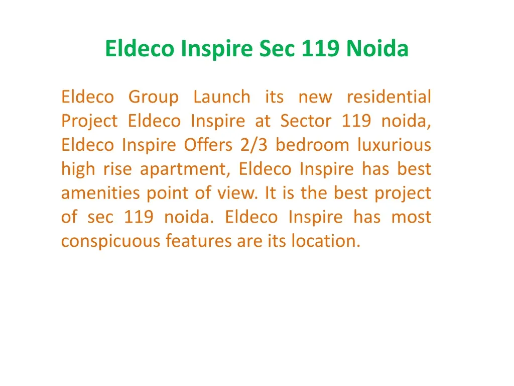 eldeco inspire sec 119 noida