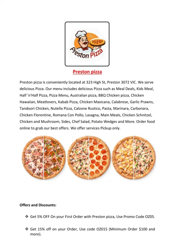 15% Off - Preston pizza-Preston - Order Food Online