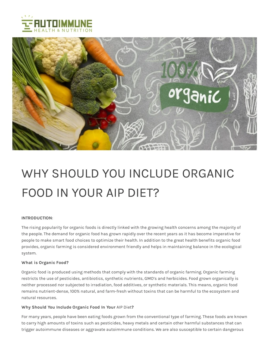 why should you include organic food in your